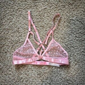 Pink mesh and metal heart bralette